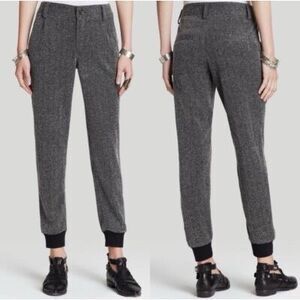 FREE PEOPLE Women’s Black Gray Herringbone Pleated Jogger Pants Size 6